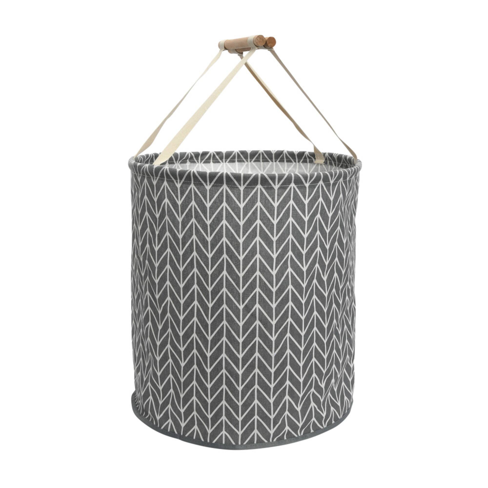 Household Essentials Krush Round Hamper with Wood Dowel Handles